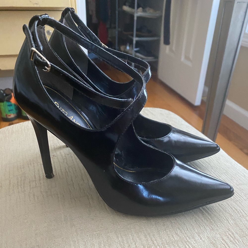 REDUCED Enzo Angioloni Black Patent Heels